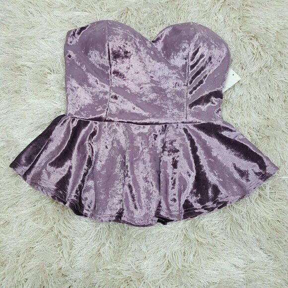 Women's Strapless Blouse Velvet Top Size Small, Large - Picture 1 of 2
